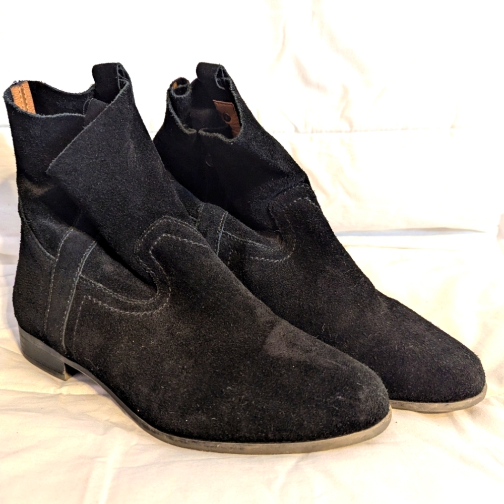 Frye & Co. Womens Sarah Black Suede Leather Slip On Pull Up Ankle Boots …